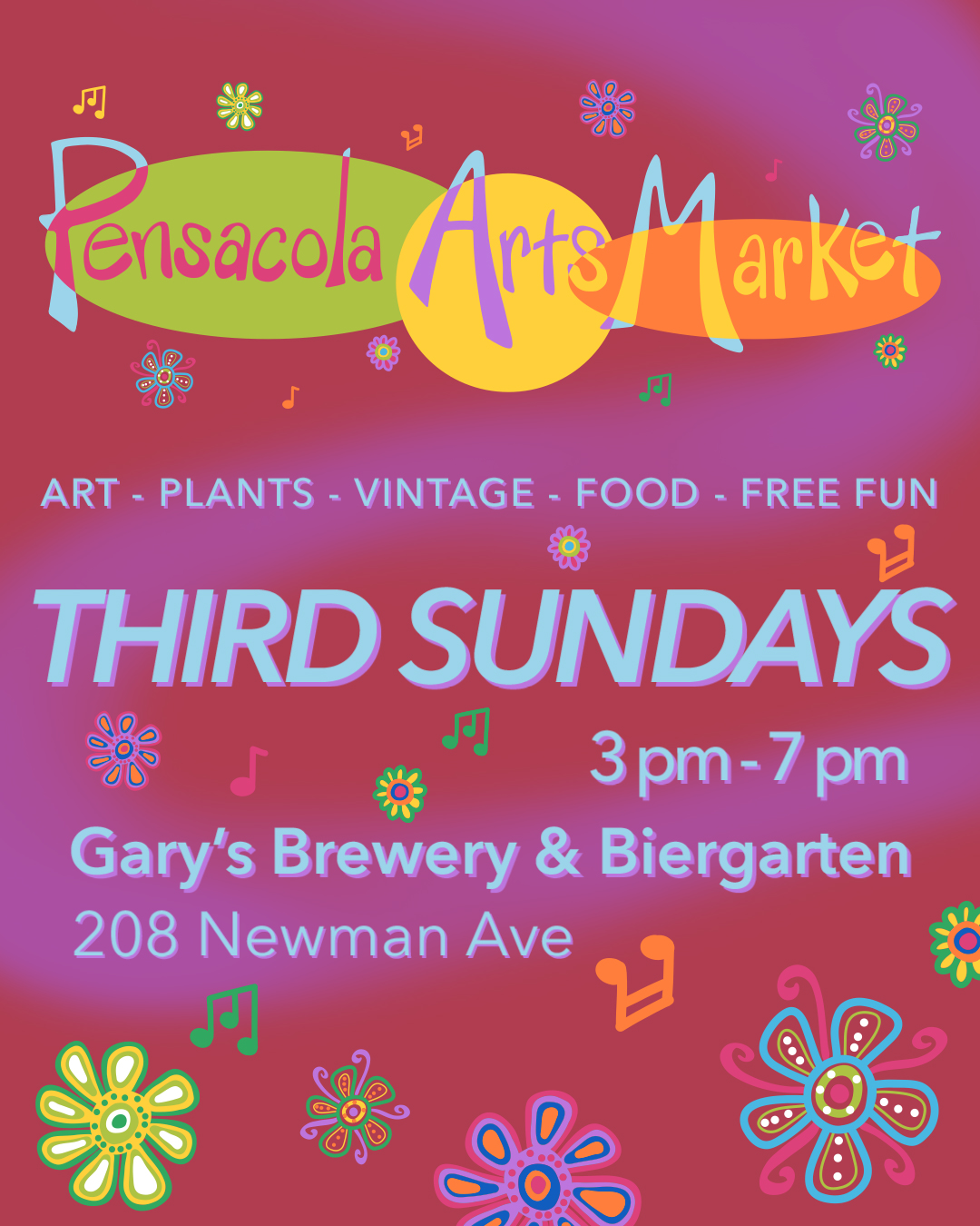 Pensacola Arts Market 3rd Sunday @ Gary’s Brewery & Biertgarten